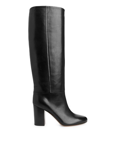 High-Heel Leather Boots - Black
