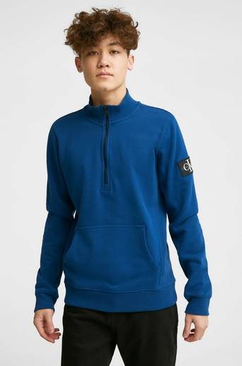 Calvin Klein Sweatshirt Badge Rib Zip Up Sweatshirt Blå