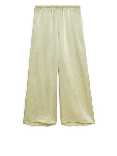Crinkle Satin Trousers - Green