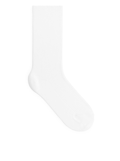 Cotton Rib Socks - White