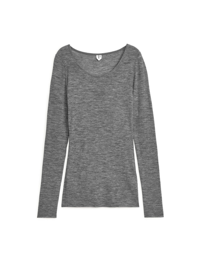 Long Sleeve Wool Top - Grey