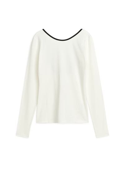 Deep Scoop-Back Top - White