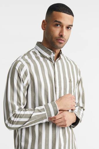 Gant Skjorta D2.Reg Wide Poplin Stripe BD Grön