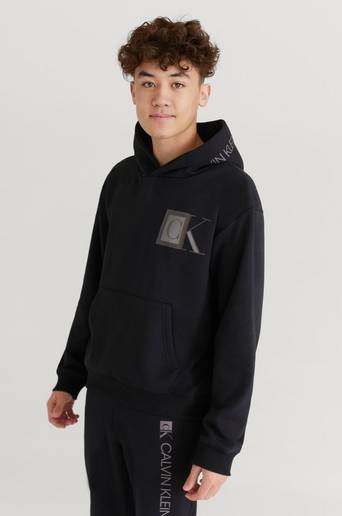 Calvin Klein Hoodie Monogram Block Logo Hoodie Svart