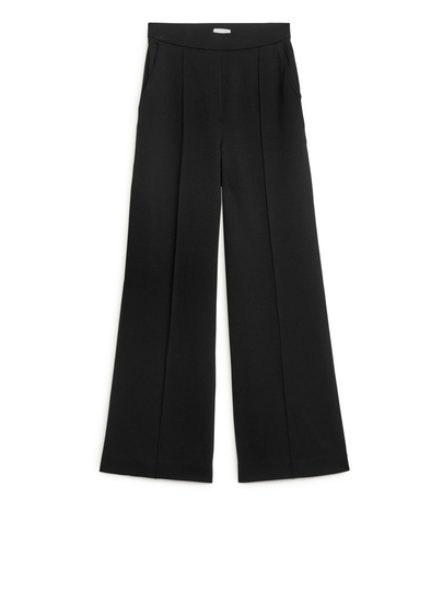 Wool Blend Jersey Trousers - Black