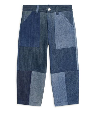 Patchwork Denim Wide Jeans - Blue