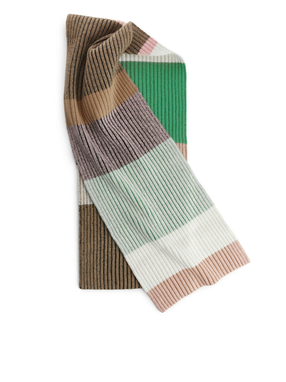 Striped Wool Scarf - Green
