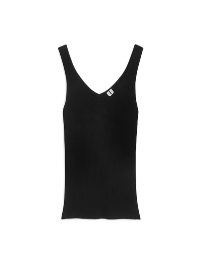 Rib-Knit Tank Top - Black