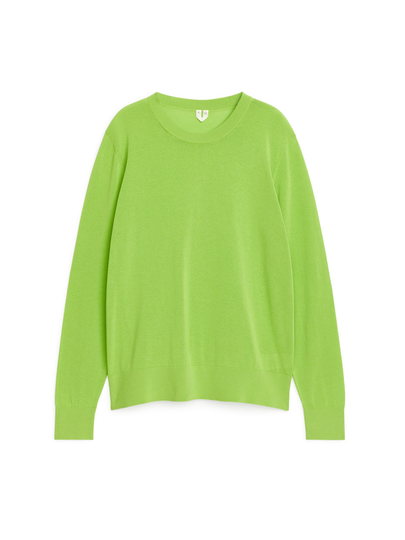 Fine-Knit Cotton Blend Jumper - Green