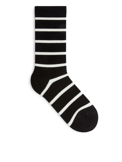 Striped Cotton Socks - Black
