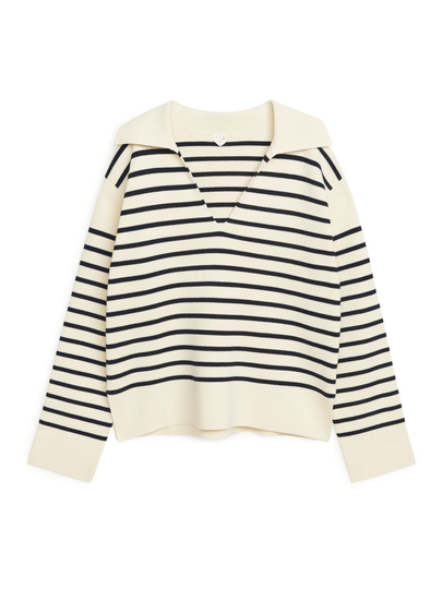 Striped Cotton Jumper - White