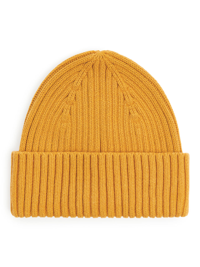 Rib Knit Beanie - Yellow