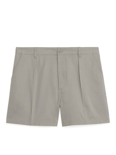 Pleat-Detail Shorts - Grey