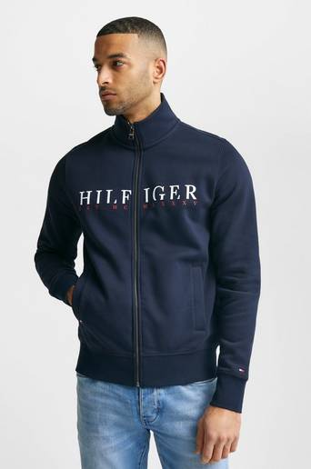 Tommy Hilfiger Ziptröja Hilfiger Logo Zip Through Blå