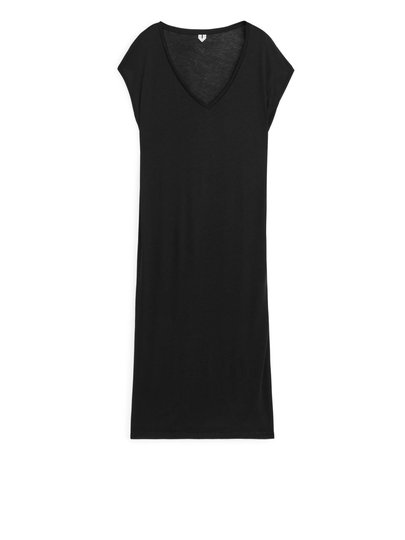 Semi-Sheer T-Shirt Dress - Black