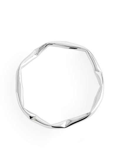 Crunched Silver-Plated Bangle - Silver