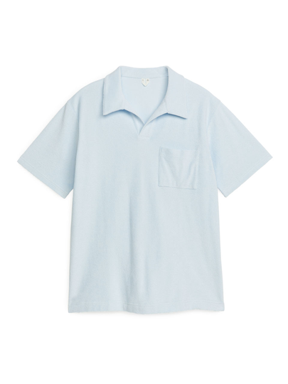 Cotton Towelling Polo Shirt - Turquoise
