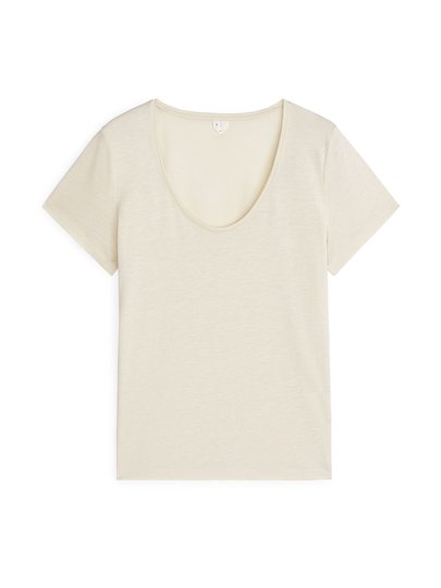 Lyocell Blend T-Shirt - Beige