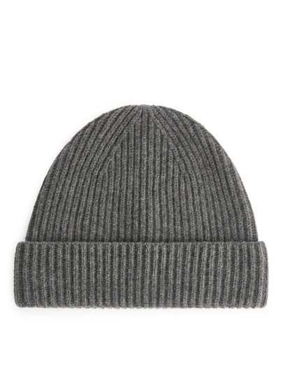 Cashmere Blend Beanie - Grey