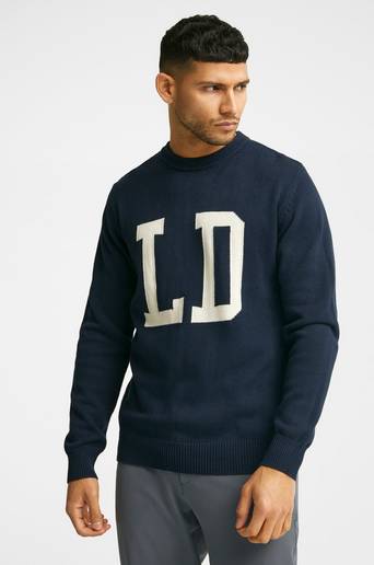 Les Deux Stickad Tröja LD Intarsia Knit Blå