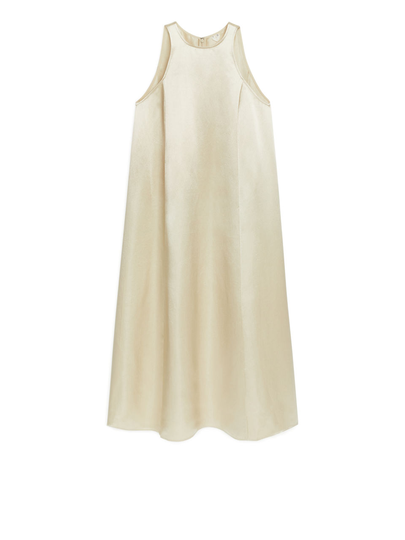 Satin Slip Dress - Beige