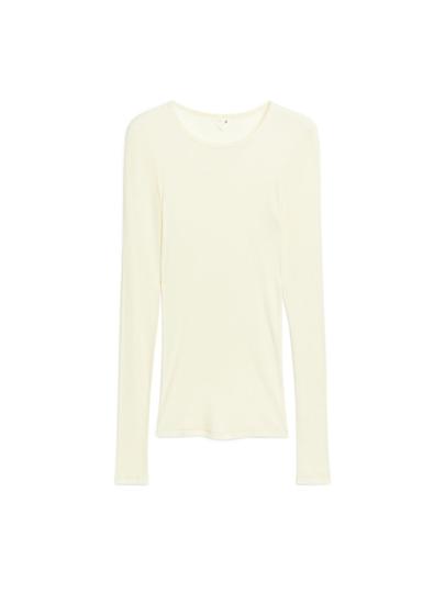 Rib Silk Top - White