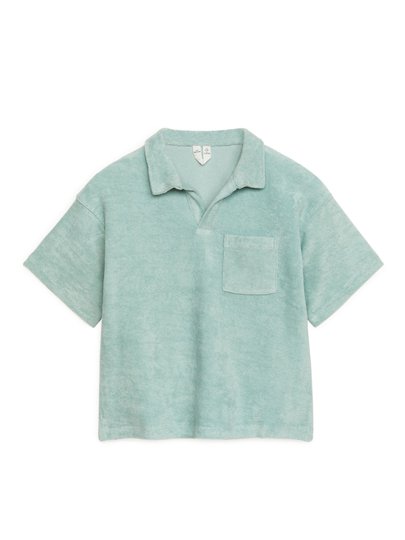 Cotton Towelling Polo Shirt - Turquoise