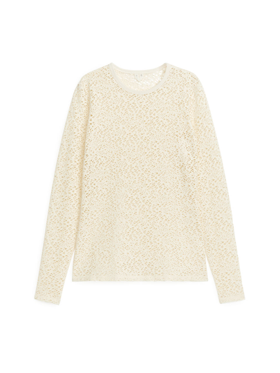 Long-Sleeve Lace Top - Beige