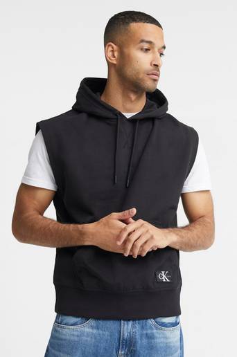 Calvin Klein Hoodie Monogram Badge Sleeveless Hoodie Svart
