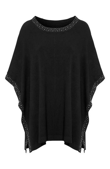 Cellbes stickad poncho med glitter Svart