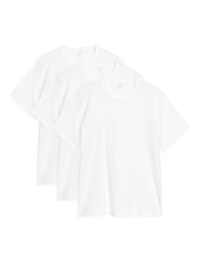 Lightweight Cotton T-shirt, Set of 3 - White