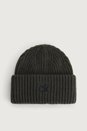 Calvin Klein Mössa Organic Knit XL Beanie Grön