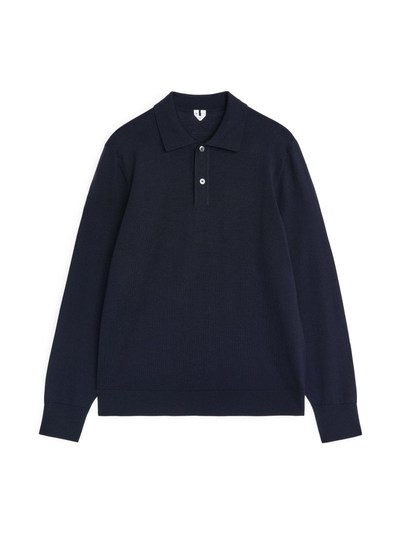 Merino Polo Jumper - Blue