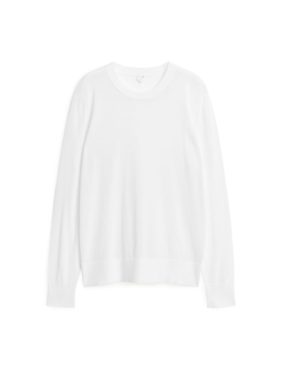 Fine-Knit Cotton Blend Jumper - White