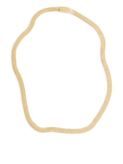 Gold-Plated Chain Necklace - Brown