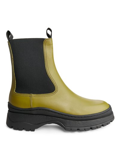 Chunky Leather Boots - Yellow