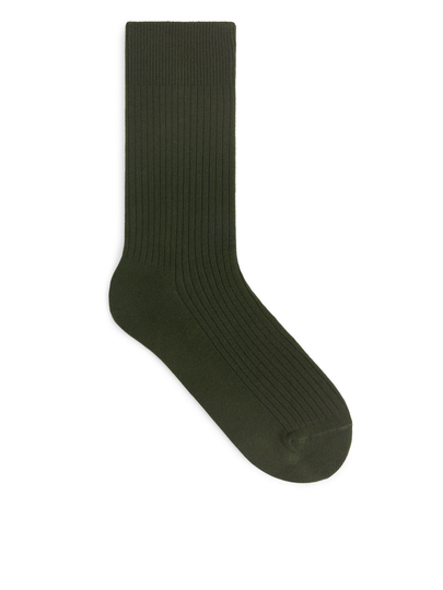 Supima Cotton Rib Socks - Beige