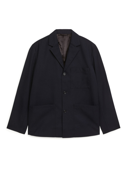 Wool Twill Blazer - Blue