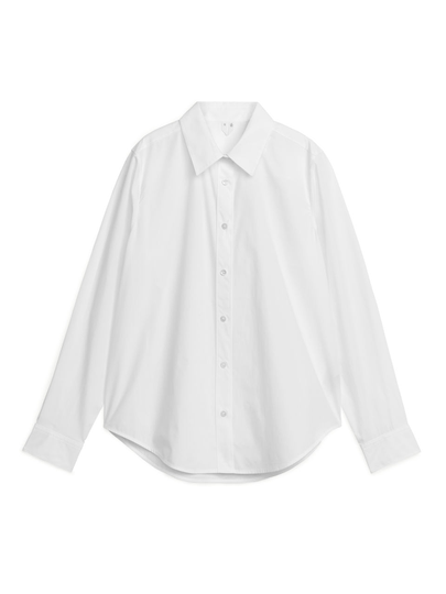 Straight Cut Poplin Shirt - White