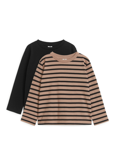 Long-Sleeved T-Shirt Set of 2 - Beige
