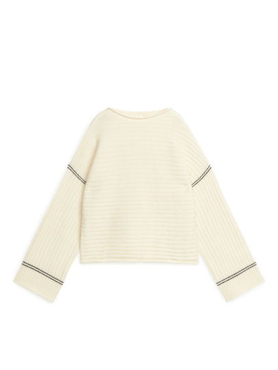 Rib-Knitted Wool Jumper - White