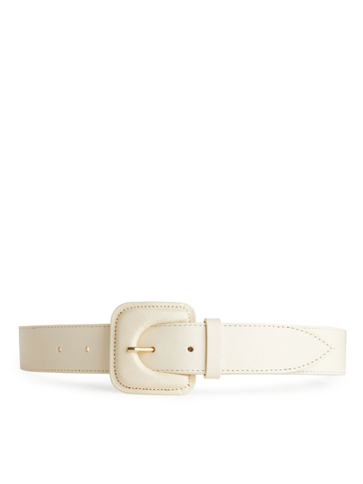 Leather Buckle Belt - Orange