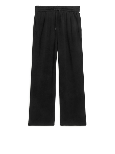 Soft Wide-Leg Sweatpants - Black