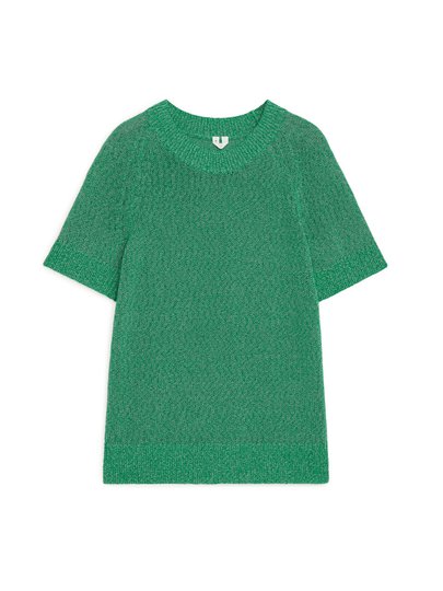 Knitted Short-Sleeved Top - Green