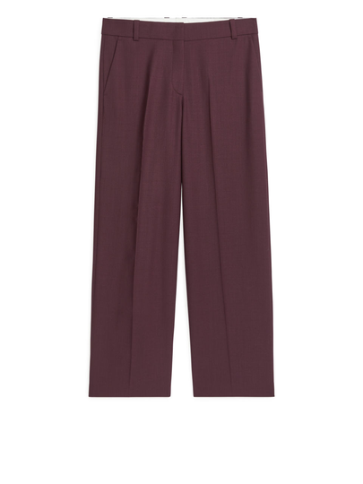 Wool Blend Twill Trousers - Purple