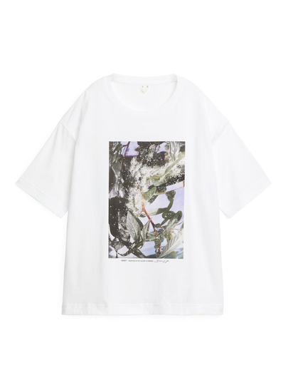 Slow Flowers Print T-Shirt - White