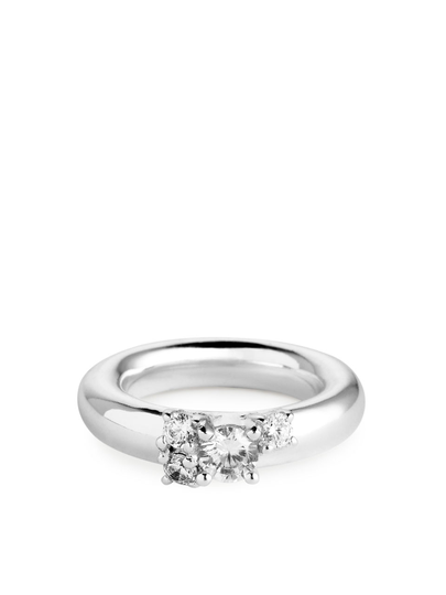 Silver-Plated Rhinestone Ring - Silver