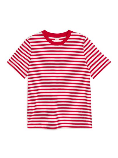 Crew-Neck Striped T-shirt - Red