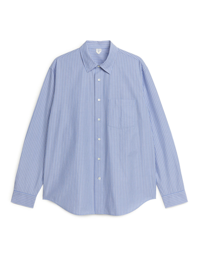 Relaxed Cotton Poplin Shirt - Blue