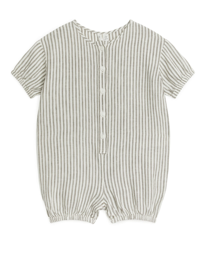 Woven Cotton-Linen Jumpsuit - Green